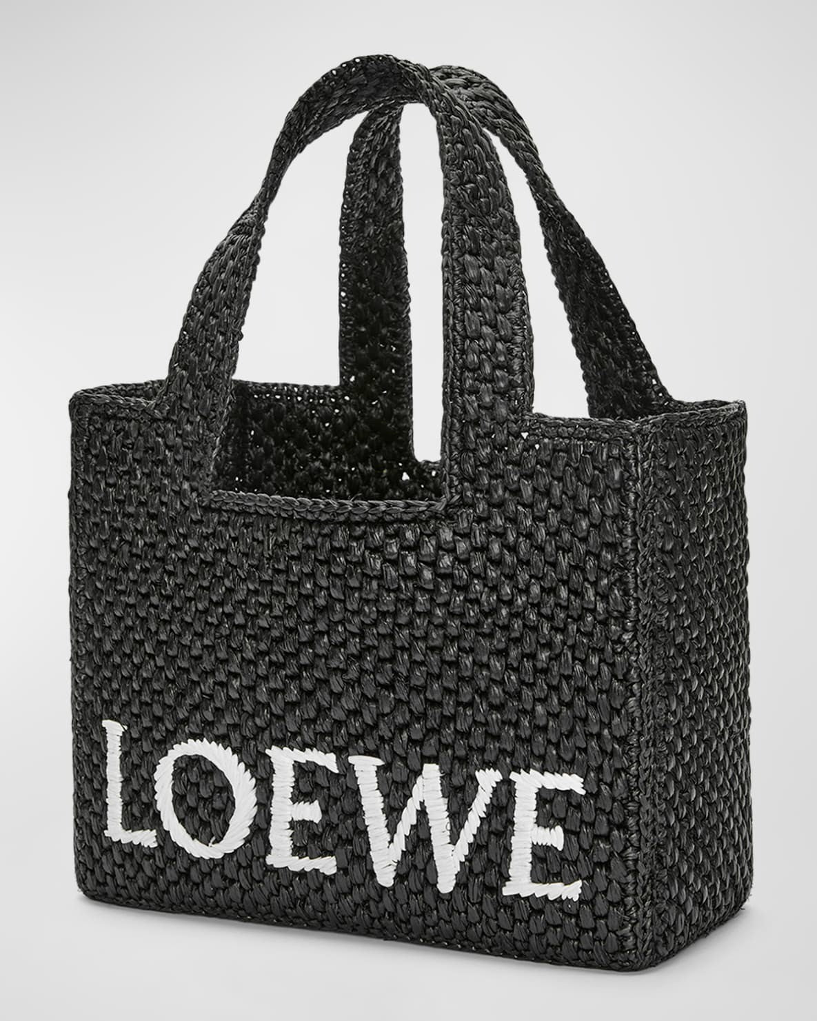 Loewe Small Font Tote in Raffia