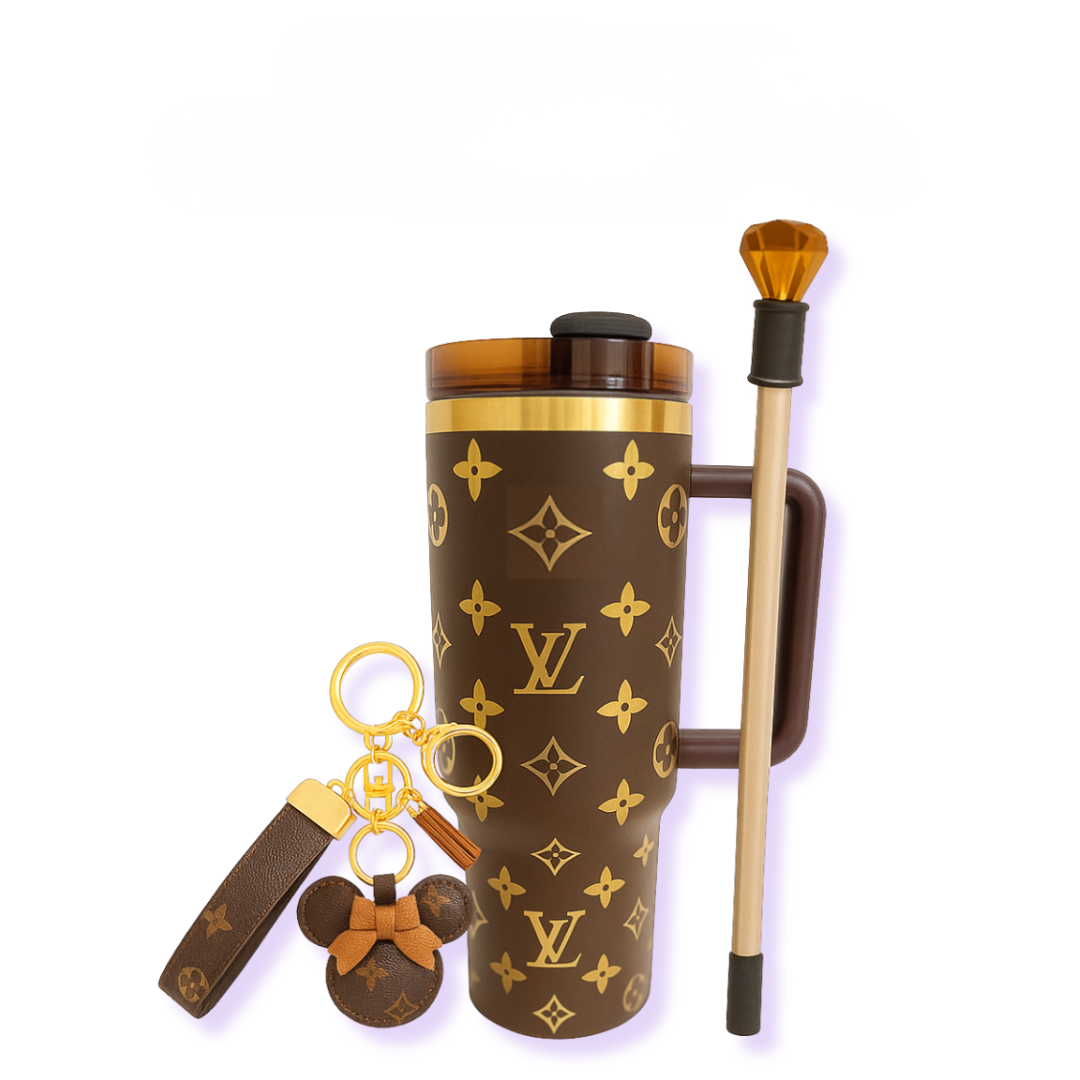 Ultimate Bundle Offer - 40oz Luxury Quencher Tumbler + Luxury Keychain + Gem Straw Topper